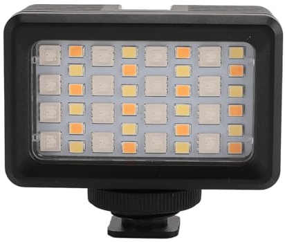 Tonysa LED Kameraleuchte, Wasserdicht, RGB Videoleuchte 40 M Tauchtiefe, 3 Lichtmodi, 40 LEDs, 120° Abstrahlwinkel, 1/4 Zoll Adapter