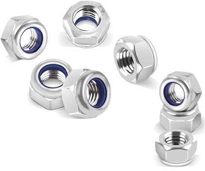 60 Stück Sechskantmuttern M6, Sicherungsmuttern Edelstahl Standard A2 V2A M8 Mutter, Selbstsichernde Muttern Stoppmutter, Sechskant Edelstahlmutter Stoppmuttern Kontermuttern Set