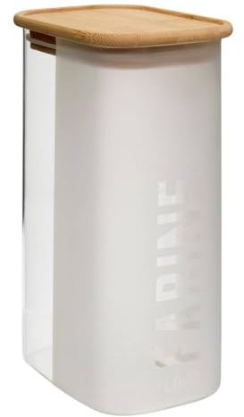 5 five simply smart 5Five - Contenitore per alimenti trasparente in bambù e vetro borosilicato GLASSY - 1,6 l - 13x9x21,5 cm - Contenitore per alimenti, accessorio da cucina