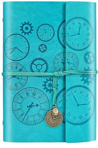 ANOMM 160 Páginas Cuaderno de Pu Piel, Rellenable Diario de Viaje con Páginas Rayadas, Travel Journal Notebook con Espiral, Libretas Bonitas para Mujeres, Hombres, Niñas y Niños (Azul A5)