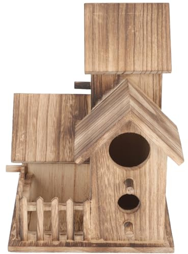 POPETPOP Villa Nido de Pájaro Caseta de Madera para Cría de Aves Comedero para Pájaros Independiente Nido de Madera para Jardín para Periquitos