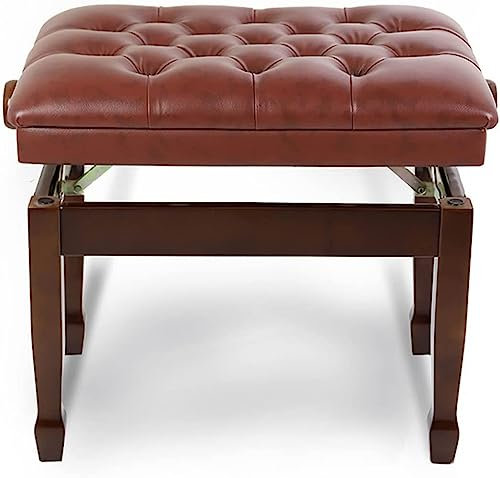 BXSUKEYOU Klavierhocker, Frisiertischhocker, weicher Leder-Klavierhocker, 10 cm verstellbar – Musik-Klavierbank mit massiver Hartholzkonstruktion, 60 x 40 x 50–60 cm (Farbe: Walnuss)