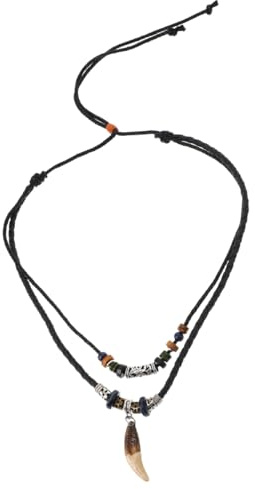 BESPORTBLE Tribal Hai-Zahn Halskette für Männer & Frauen – Handgefertigter Ethnischer Schmuck mit Lederband & Perlen | Unisex Design für Alltag & Strand (Farbe variiert) halskette herren kette herren