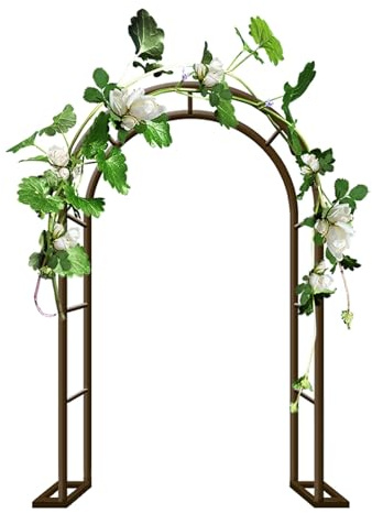 Gartenbogen 80cm bis 350cm breit Rosenbögen Torbogen Rankhilfe für Kletterpflanzen Metall Gartenspalier,Rankenbogen Pergola Hochzeitsbogen für Garten Hochzeit(Braun,L80xW40xH200cm)