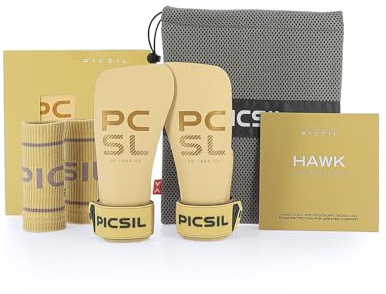PICSIL Hawk Grips, Hybrid sans Magnésie, Protection Paume | Triple couche + mousse 2 mm pour grip élevé sans magnésie sur barres lisses. Inclus 2 bandeaux poignets et sac ventilé.