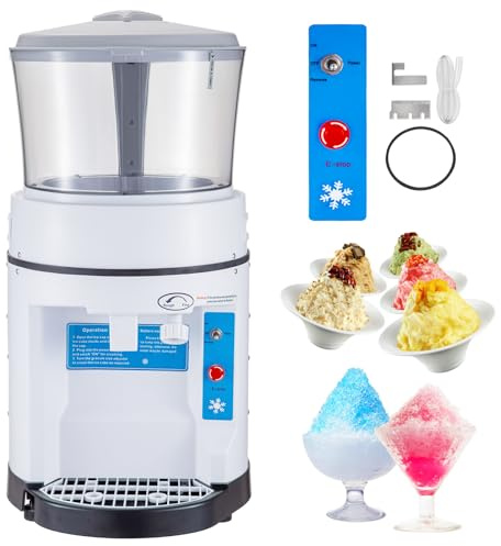 VEVOR Commercial Ice Crusher Shaver, 1100LBS/H Snow Cone Machine with 17.6LBS Hopper, 350W Tabletop Electric Ice Shaver with Stainless Steel Blade, Perfect for Restaurant Bar Parties Events