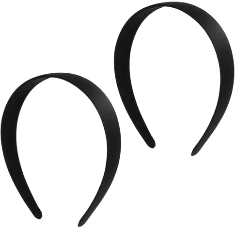 2Stück 2.5cm Breiter Haarreif Haarreifen Damen Satin Haarreifen Rutschfest Haarbänder Make Up Haarreif Schwarz Klassisches Basic Schwarz Band Haarband für Damen Mädchen Jeden Anlass Sport Fitness