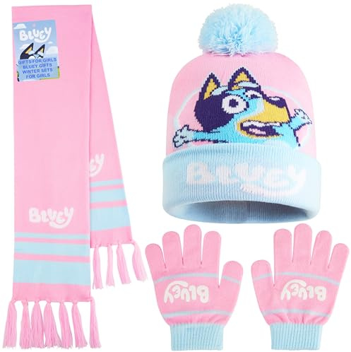 BlueY Ensemble Echarpe Bonnet Gant Fille 2 ou 3 Pièces, 3–6 Ans, Tricot Chaud Cosy Hiver, Accessoires Kawaii, Cadeau Enfants