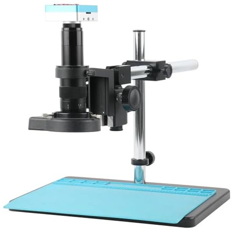 Accessoires pour microscopes Microscope vidéo Industriel, caméra 48mp 4K 2K HDMI USB, lentille Parfocal 300X à Monture C for la réparation de Soudure électronique Durabilité et Performances fiables