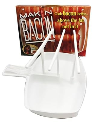 JUFO Microwave Bacon Cooker Tray, Fat Draining Grill Rack, Dishwasher Safe | Microwave bacon tray helps drain grease for crisp strips, quicker breakfasts and easy dishwasher-safe cleaning