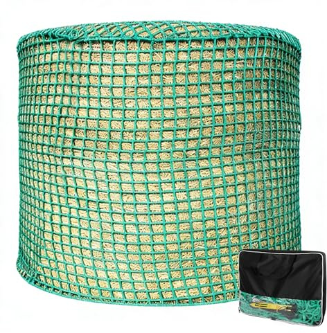 LIROPAU Heunetz Rundballen, ø 150 cm, Höhe 150 cm, engmaschiges Futternetz | Verschleißfestes Heunetz für Pferde Rundballen Durchmesser, Maschenweite 4,5 x 4,5 cm für Heuraufe geeignet