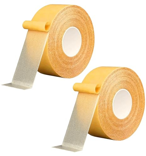totnwrooye Heavy Duty Double Sided Fabric Tape, 2 Roll Double Sided Tape Heavy Duty, (20m) Double Sided Fabric Tape, High Tack Strong Wall Adhesive with Fiberglass Mesh for Curtains, Rug, Carpet, Art