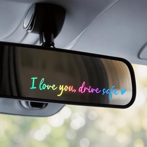 20 Pezzi I Love You Drive Safe Adesivo, 10 Colori Diversi, Drive Safe 11x2cm Adesivo, Adesivi Decorativi in Vinile Impermeabili per Specchietti Retrovisori Parabrezza
