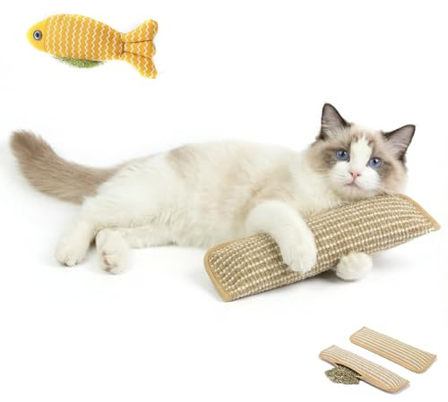 JNinuxes Jouet Interactif À Mâcher À l'herbe À Chat, Coussin À l'herbe À Chat pour Chats, Sisal Souple, Résistant Aux Griffes Et Aux Morsures, pour Jouer Pendant La Dentition Et Soulager Le Stress(L)