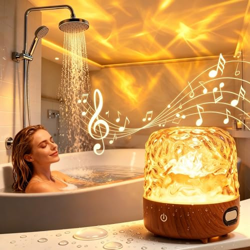 Rechargeable Remote Waterproof Ambient Mood Light, Bathroom Shower LED Color Changing Lamp, Aurora Reading Light with Speaker for Bedroom Bathtub, Table Lamp Multi-functional Decoration Lighting