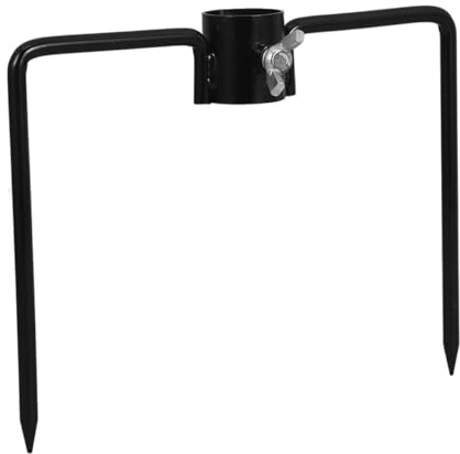 Uonlytech Estaca de Tierra de Hierro Negro 2 Puntas para Sombrillas y Postes de Bandera, Instalación Rápida y Diseño Rústico para Jardín y Exteriores