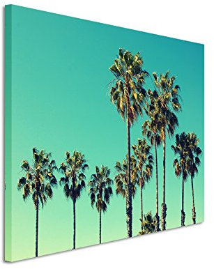 Paul Sinus Art Fotoleinwand 90x60cm Naturfotografie – Palmen, Santa Monica Beach, USA auf Leinwand exklusives Wandbild moderne Fotografie für ihre Wand in vielen Größen