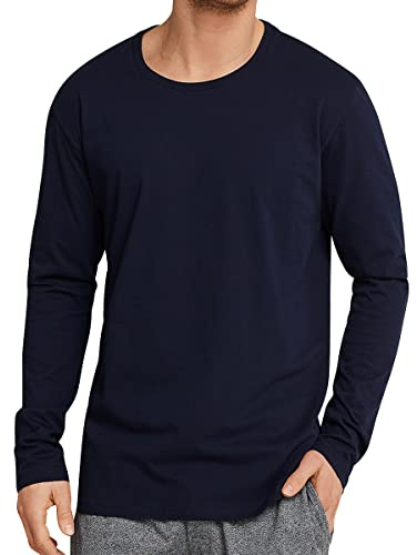 Schiesser Herren Mix & Relax Langarmshirt Rundhals Schlafanzugoberteil, per Pack Blau (Dunkelblau 803), Small (Herstellergröße: 048)
