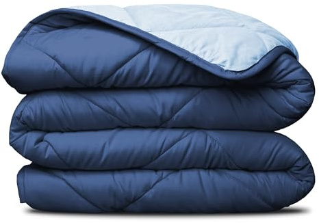 ViscoSoft Trapunta reversibile per tutte le stagioni, per letto doppio/matrimoniale, XL, in morbida microfibra traspirante, extra lunga, colore: azzurro/blu navy