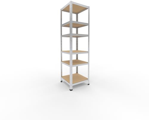 shelfplaza Home 180x50x50cm Schwerlastregal verzinkt mit 6 Böden x 145kg | Kellerregal · Lagerregal · Metallregal · Regale für Kellerraum · Steckregal · Abstellraum Regal