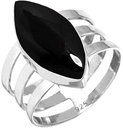Boho Handgefertigter Schmuck Natürlicher Edelstein Türkis, Perle, Lapis, Granat Marquise Echter 925 Sterling Silber Ring für Frauen