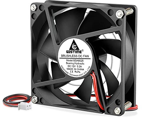 GDSTIME 80mm Lüfter 12V PC Lüfter 80x80x25 Gehäuselüfter 80mm 2 Polig | pc lüfter 80mm 2 pin 12v 80mm pc case fan 2800 U/min für Kühlschrank Verstärker Netzteil Wechselrichters