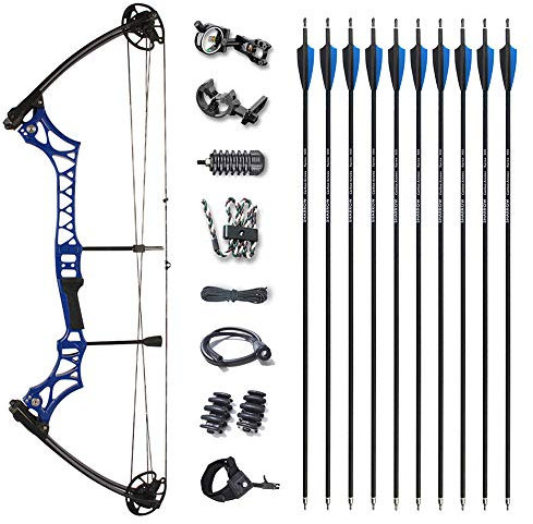 Compoundbogenset Jagdbogen 30-55lbs Einstellbar Sportbogen Erwachsene Compound Bögen und Pfeile für Outdoor Bogen Jagd (Blau)