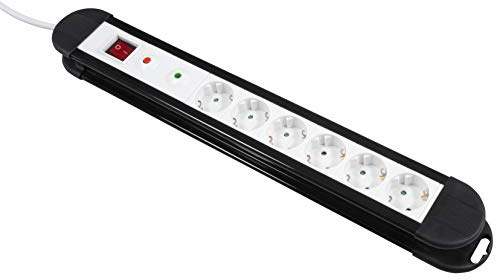MC Power - Ciabatta multipla Multi | KL-06 | 6 prese, protezione da sovratensione e interruttore, possibile montaggio a parete, cavo di alimentazione da 1,4 m