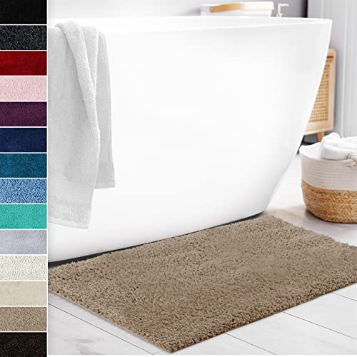 Floordirekt Badematte Sky Soft | Eckig & Rund | Badezimmerteppich | Extra flauschig | rutschfest & Schnell trocknend | Viele Farben & Größen (50 x 80 cm, Beige)