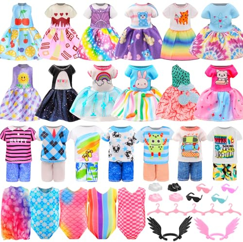 25 PCS 5.3 Inch Girl Doll Clothes Dress Outfits Shoes Wings Accessory Set