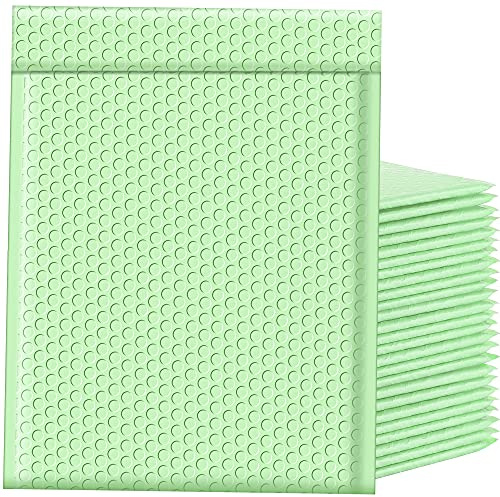 Famagic Bubble Mailers 10.5x16 Inch 25pcs Padded Envelopes Self Seal Mailing Envelopes Poly Bubble Padded Mailers Matte Shipping Envelopes Packaging for Small Business,Cosmetics, Mint Green