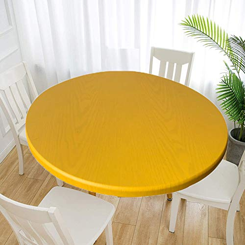 Cozomiz Elastische Tischdecke Gartentischdecke Rundtischdecke wasserdichte rutschfeste Abwischbar Schmutzabweisend Tischdecke Gelb 70cm Runde Enge Passform