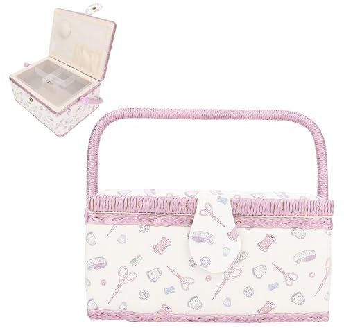 Panier à couture, organisateur de couture, boîte de rangement pour loisirs créatifs, boîte à couture avec compartiments de plateau organisateur pour le stockage de fournitures de couture