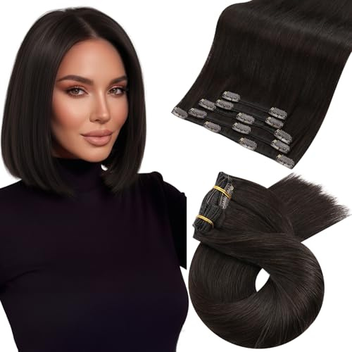 Moresoo Clip in Extensions Echthaar 30 cm 5 Stück 80g Solide und Langlebig | Clip Befestigung,Schneller Haarwechsel,Feste Verbindung,Für Alltag Und Events,Glatte Textur,Passend Für Verschiedene Looks