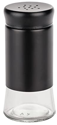 WENKO Saupoudreuse à épices en verre Boga, accessoire pour grill avec saupoudreuse Black Outdoor Kitchen, contenance 0,14 l pour condiments, pot en verre avec couvercle plastique noir, Ø 5 x 11,5 cm
