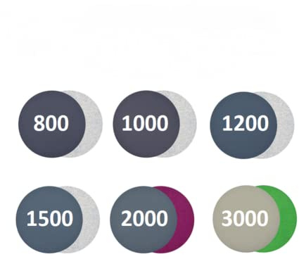 30 Stück 150 Mm Klett-Schleifscheiben, Nass- Und Trockenschleifpapier, Sortiert Körnung Jeweils Fünf Stück 800/1000/1200/1500/2000/3000 Körnung Für Exzenterschleifer Schleifpapi Für Metall Holz