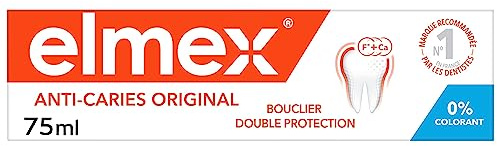 ELMEX - Dentifrice Elmex Anti-Caries Original 0 % Colorants - Caries - Dents Sensibles, Gencives Douloureuses, Protection de l'Email - 75 ml