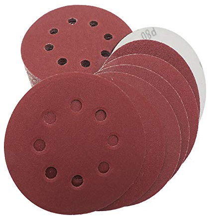 50 discos de lija de papel de lija rojo de óxido de aluminio de 8 orificios de 5 pulgadas, 125 mm, granos de 60 a 2000, 60