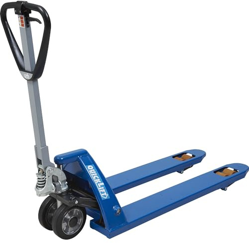 eurokraft | Paletthubwagen mit QuickLift | Vollgummi Polyurethan Rollenausstattung | Gabellänge 1150 mm