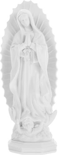 IMIKEYA Jungfrau Maria Statue: 19 cm Heiligenfigur Religiöses Gesegnete Mutter Jungfrau Mariar Statue - Weiß Harz Katholische Mutterstatue Figur für Heimdekoration
