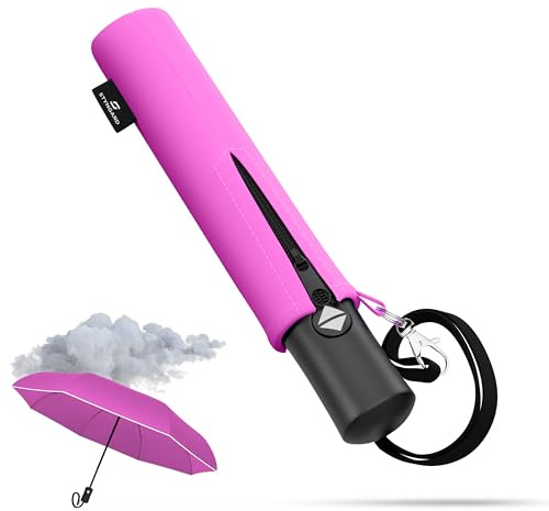 STYNGARD Regenschirm Kinder mit Sicherheitsreflektoren - Regenschirm Kinder Schulranzen Modell ROTTERDAM (pink)