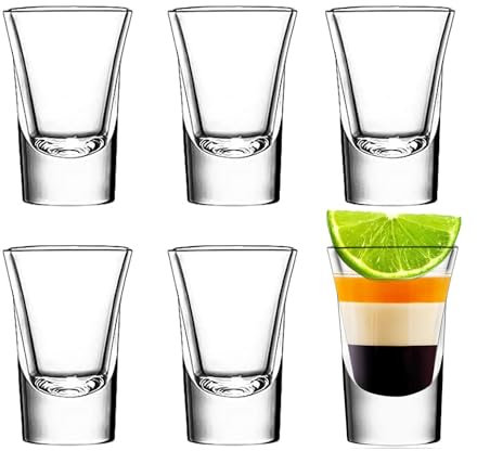 Yitobici Lot de 6 Verres à Shot 30 ml - Robustes pour Tequila, Vodka, Ouzo, Liqueur