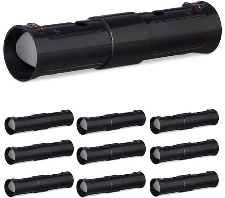 Relaxdays Trappola per Talpe, Set 10 Dissuasori Cattura Topi Vivi, 2 Aperture di Controllo, Regolabile, Plastica, Nero