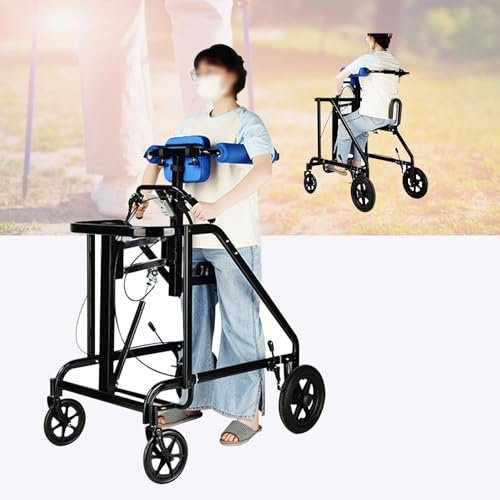 Joyfitness promenadstöd med armstöd för seniorer, rullator med armstöd och bromsar, standardgånghjälpmedel, justerbart gånghjälpmedel, gångbocken med hjul för funktionshindrade och funktionshindrade