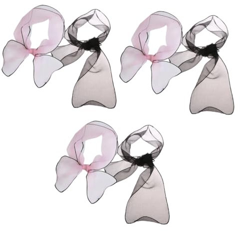 DEARMAMY 6pezzi Scarf Organza Colorata Elegante Foulard Per Donna Nero e Rosa Per Occasioni Speciali e Regali Alla Moda