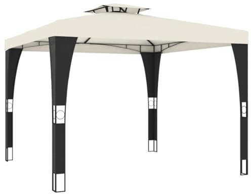 vidaXL Gazebo con Tetto Doppio Crema 2,98x2,98 m in Acciaio, Gazebo da Esterno, Padiglione, pergola, Gazebo da Patio, Padiglione da Giardino