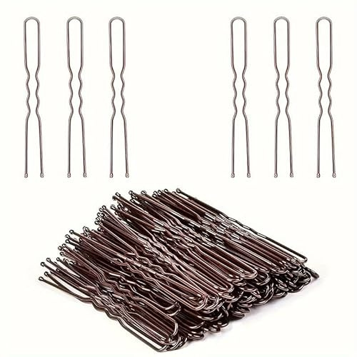 IMAXWAVE Horquillas de pelo en U, Pasadores de pelo en U, Ganchos para el cabello en U, Clips para el cabello en U, 6 Cm (Marron)