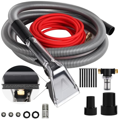 【Upgrade Hard Bristle Brush】Better Extractor Hose Kit for Shop Vac, with 10FT Hoses and 25 FTWater Pipes, Thick transparent shell, Turns Vacuum Cleaner into Carpet Cleaning Machine,2-Year Warranty