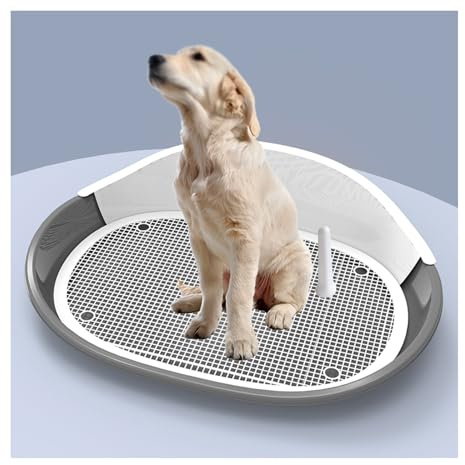 SJJALAKAJA Herausnehmbare Haustiertoilette Tragbares Hundetöpfchen Erhöhtes Gehäuse Mit Spritzschutz Mit Führungspfosten Leicht Zu Reinigen Für Kleine Und Mittlere Hunde Hundetrainingswanne(Gray)