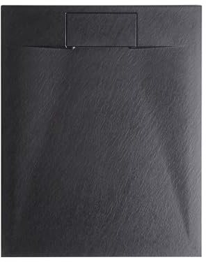 SMC Duschwanne mit Ablaufrinne 80x100 cm Steinoptik schwarz 3 cm hoch Azzuro